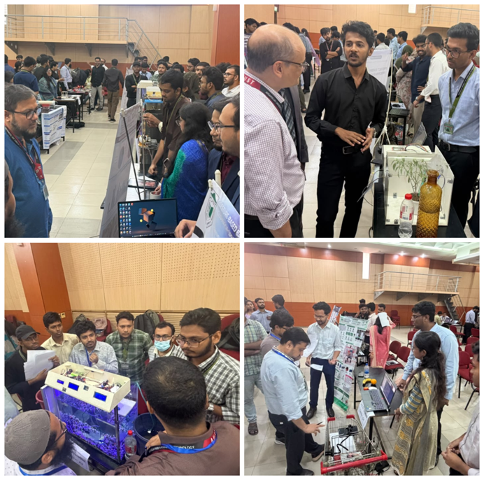 Students presenting their projects to judges and faculty members at ElectraXhibit 2.0